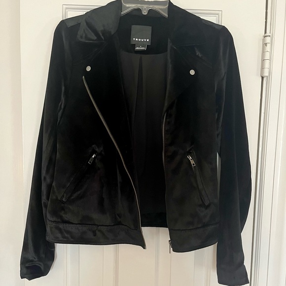 Trouvé Black Velvet Biker Jacket - Picture 3 of 5
